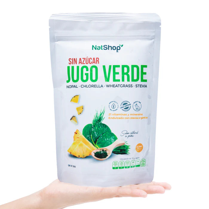 Jugo verde 100% Natural sin azúcar - Sabor a piña 200g