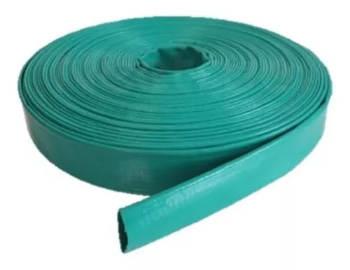 Lay flat hose pvc 2 pul, 4 bar, rollo 100m verde
