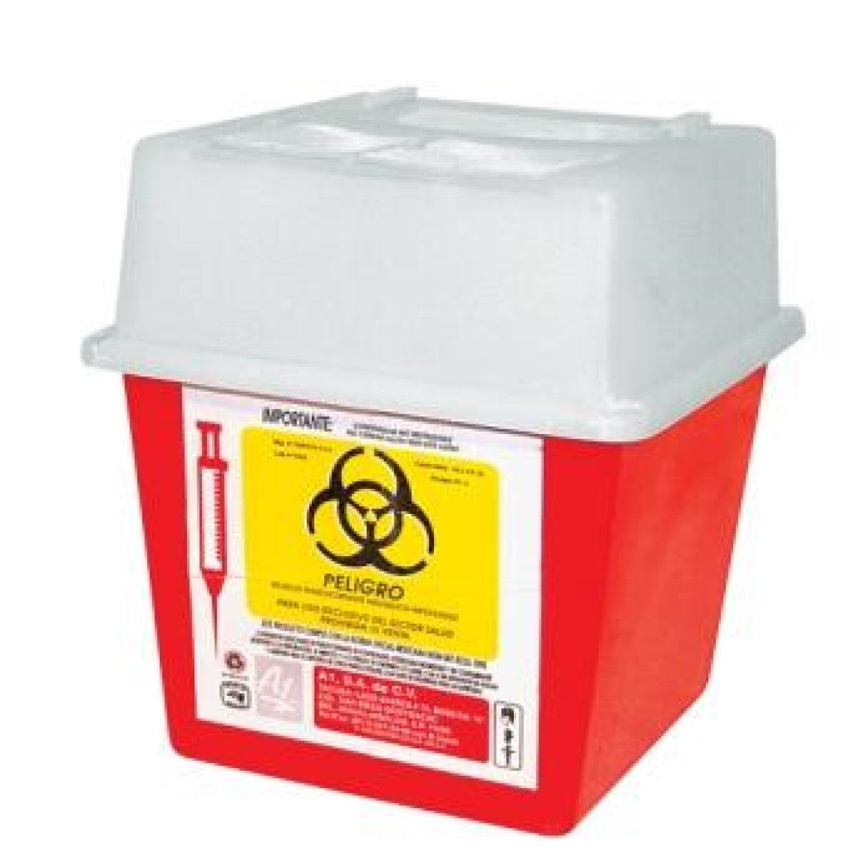 Recolector de polipropileno para punzocortantes y RPBI 0.94 a 2.8 lt Modelo PC-2