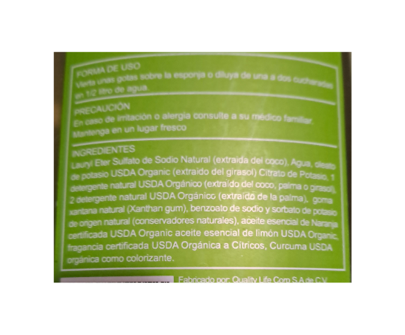 Jabón para trastes concentrado - Cítricos Orgánicos 750ml