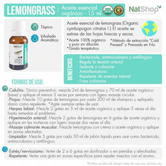 Aceite Lemongrass Orgánico 15ml