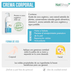 Crema Corporal de Coco Orgánico 500ml