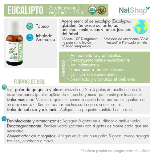 Aceite Eucalipto Orgánico 15ml