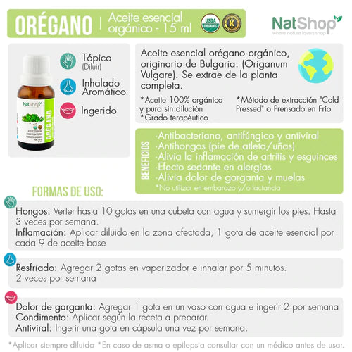 Aceite Orégano Orgánico 15ml